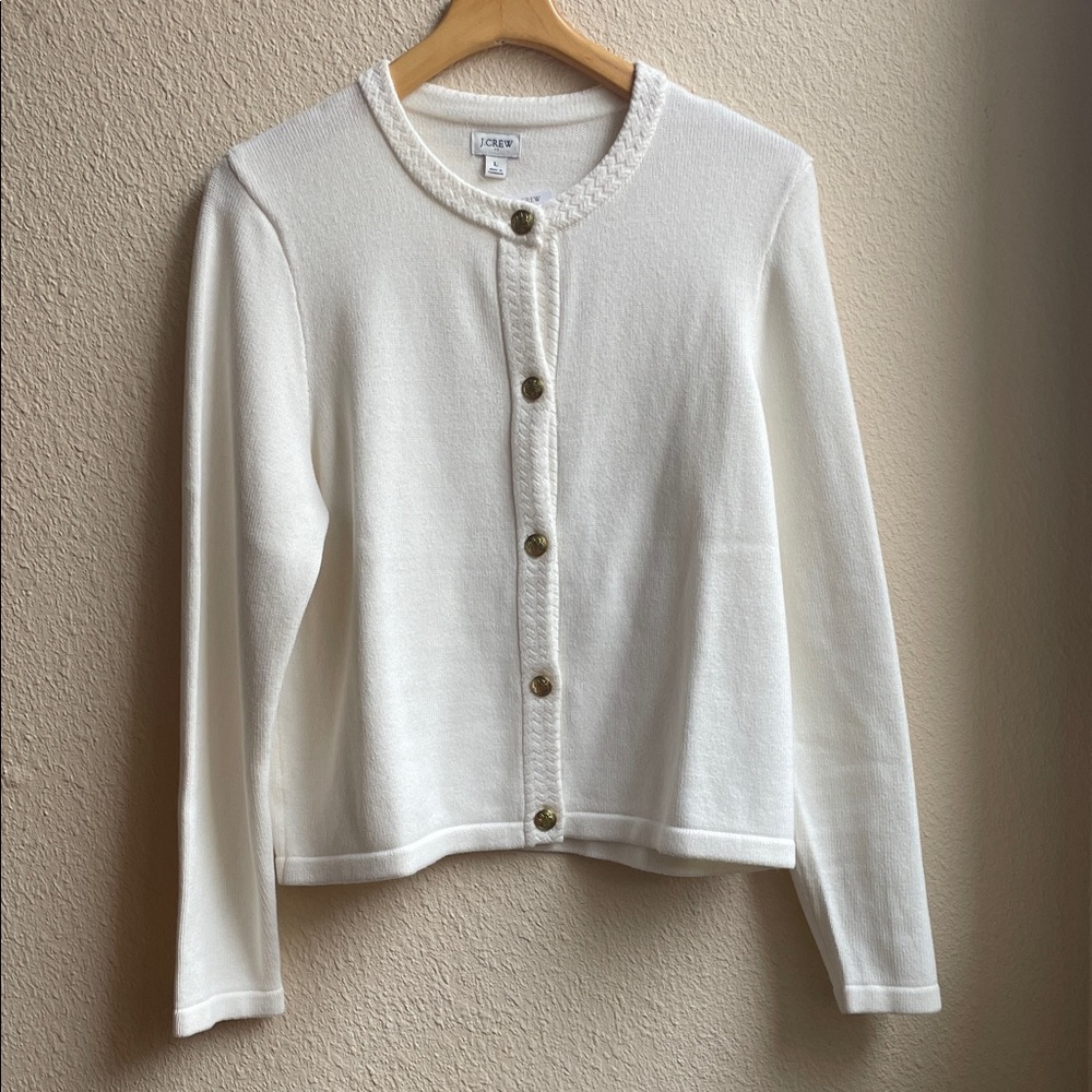J.Crew Ivory Cotton Cardigan lady jacket NWT, large